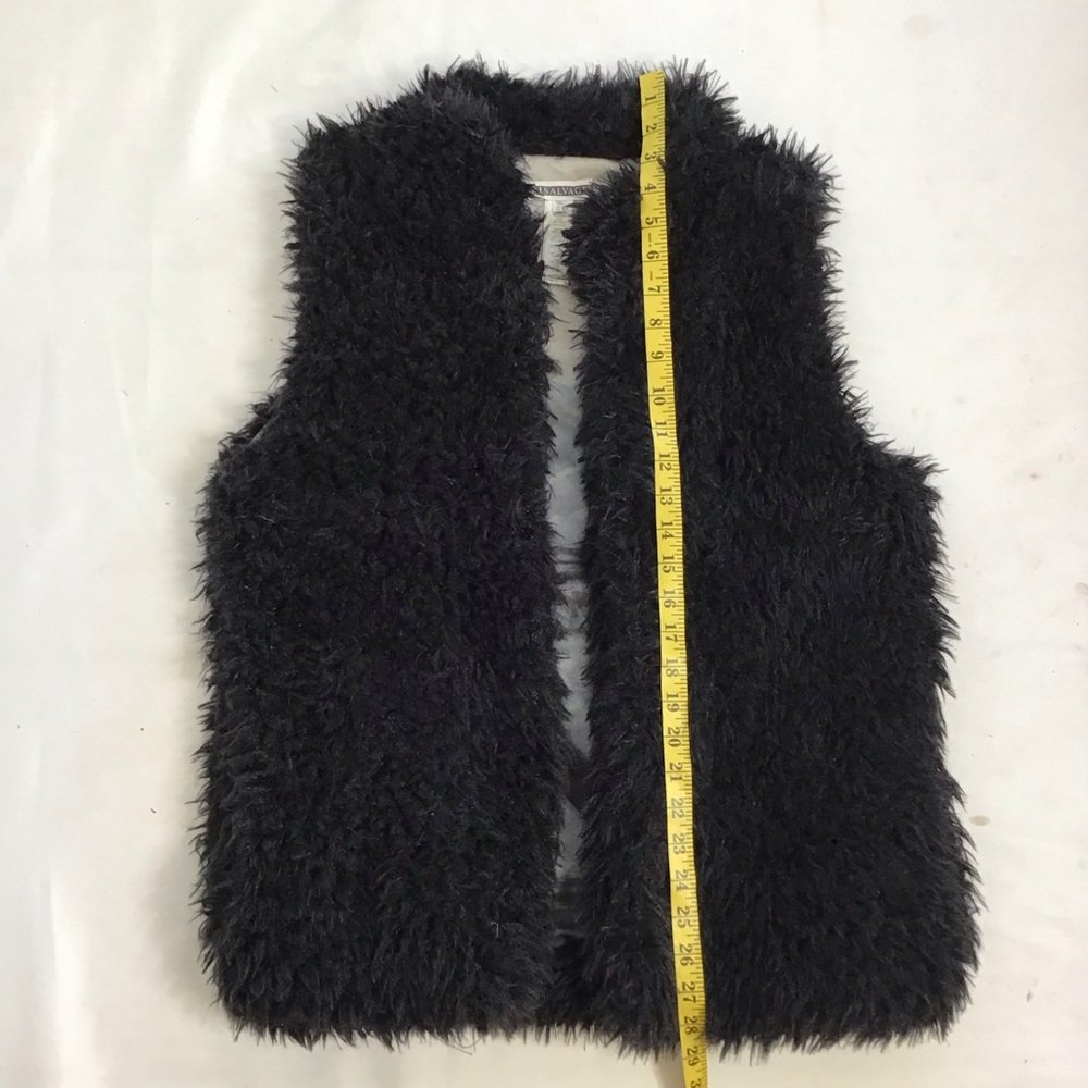 P.J. Salvage Women Classy Elegant Black Fuzzy Faux Fur Sleeveless Vest Jacket M - Picture 11 of 12